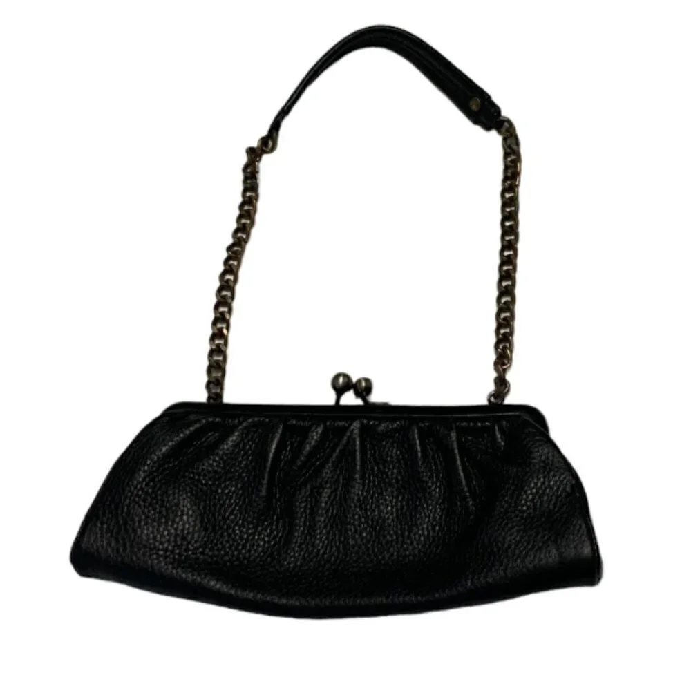 TALBOTS Pebbled Leather Clutch with gold chain